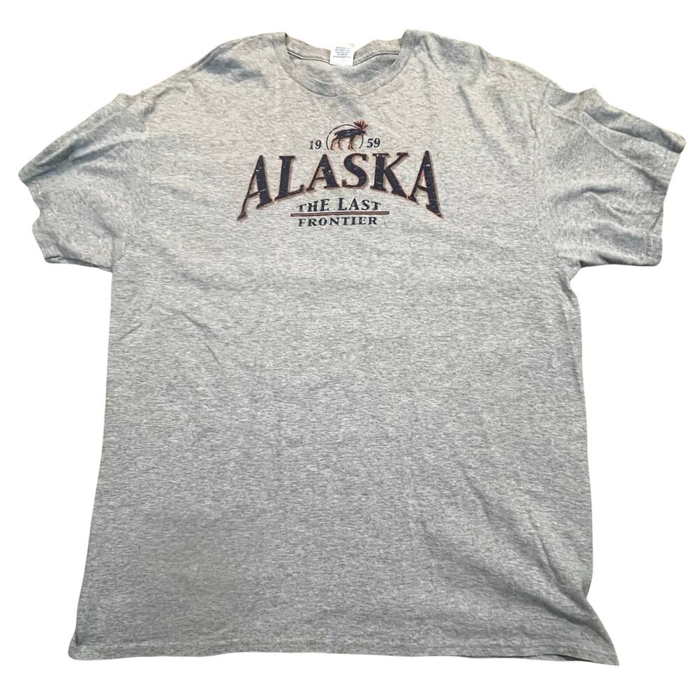 Alaska The Last Frontier T Shirt Mens L Gray Graphic‎ Moose 1959 Tourist Travel